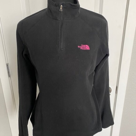 NORTH FACE 1/4 Zip Black Polartec Fleece Pullover Breast Cancer Small - Picture 5 of 16
